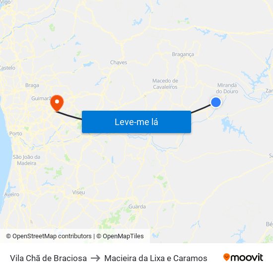 Vila Chã de Braciosa to Macieira da Lixa e Caramos map