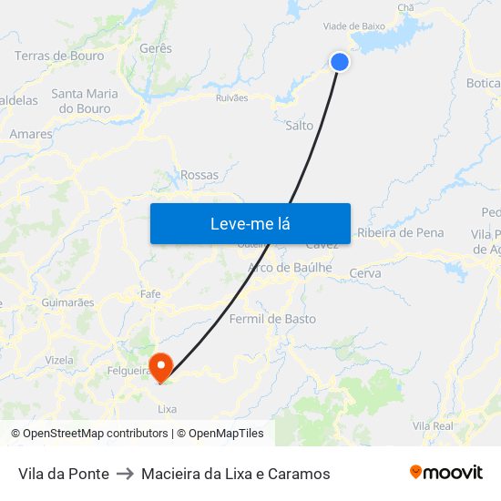 Vila da Ponte to Macieira da Lixa e Caramos map