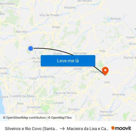 Silveiros e Rio Covo (Santa Eulália) to Macieira da Lixa e Caramos map