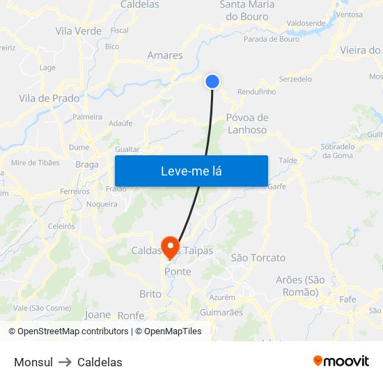 Monsul to Caldelas map