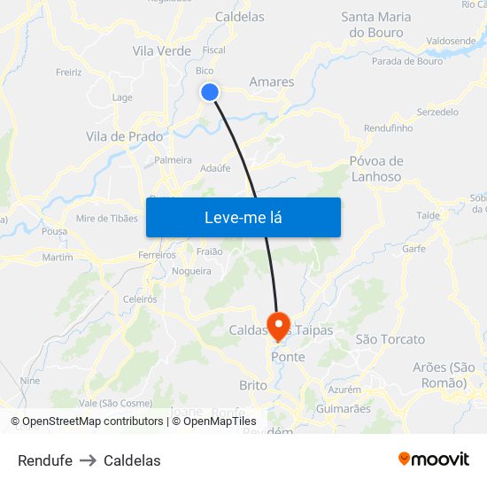 Rendufe to Caldelas map