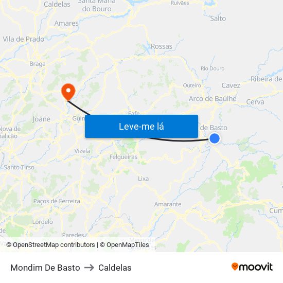Mondim De Basto to Caldelas map