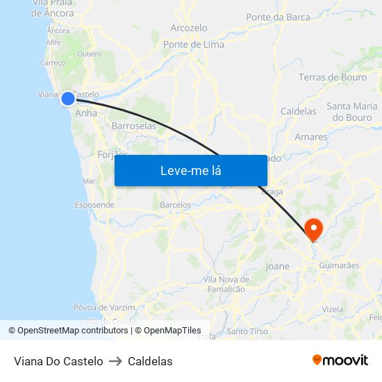 Viana Do Castelo to Caldelas map