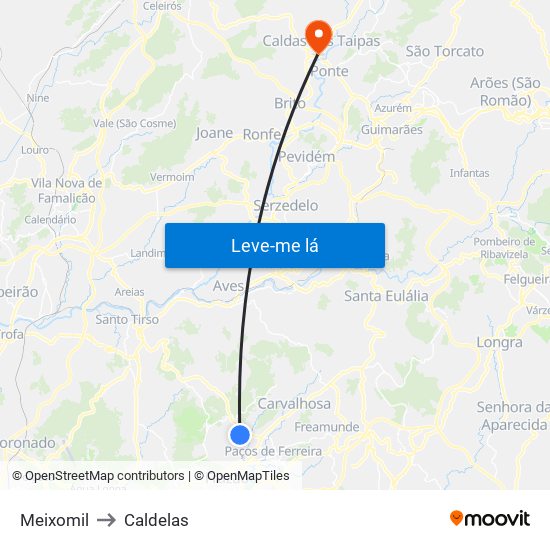 Meixomil to Caldelas map