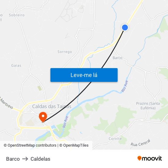 Barco to Caldelas map