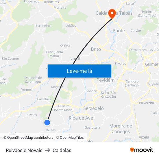 Ruivães e Novais to Caldelas map