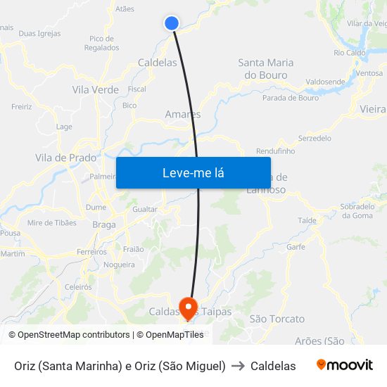 Oriz (Santa Marinha) e Oriz (São Miguel) to Caldelas map