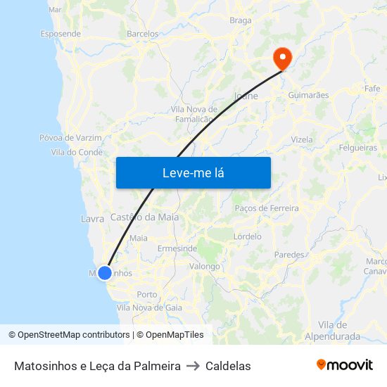 Matosinhos e Leça da Palmeira to Caldelas map