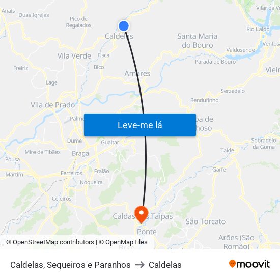 Caldelas, Sequeiros e Paranhos to Caldelas map