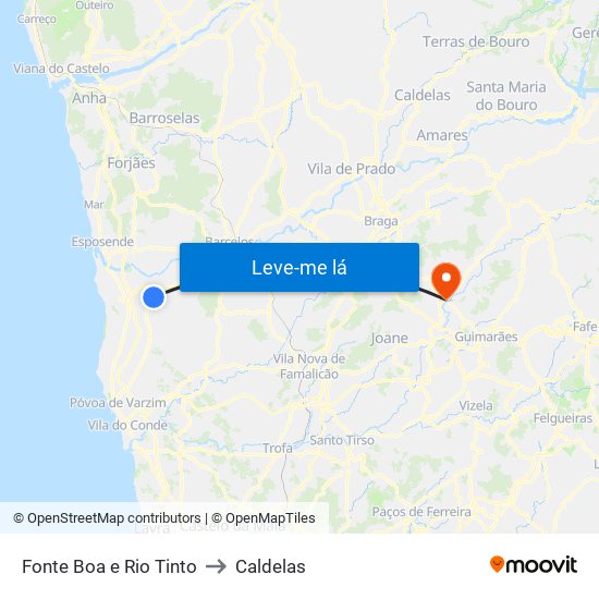 Fonte Boa e Rio Tinto to Caldelas map