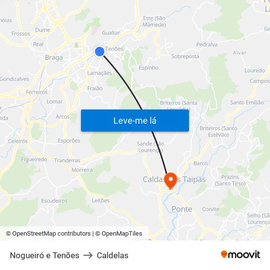 Nogueiró e Tenões to Caldelas map
