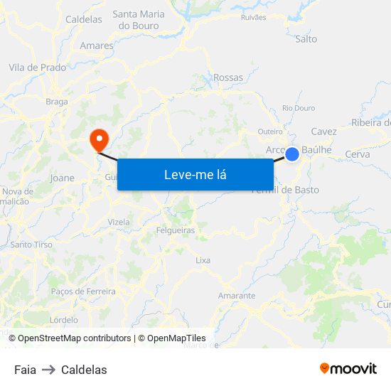 Faia to Caldelas map