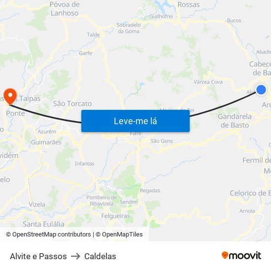 Alvite e Passos to Caldelas map