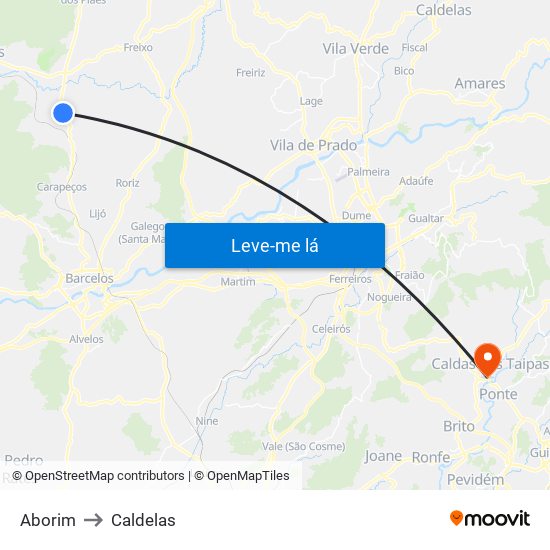 Aborim to Caldelas map