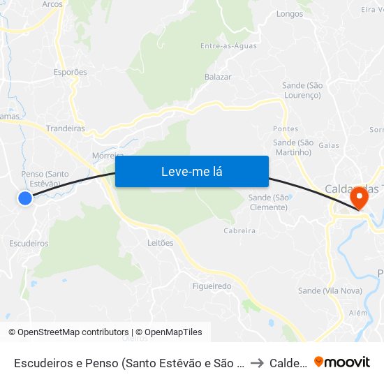 Escudeiros e Penso (Santo Estêvão e São Vicente) to Caldelas map
