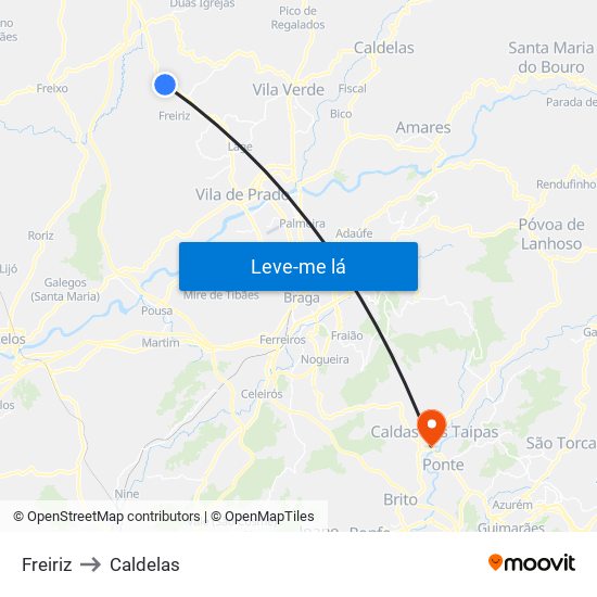 Freiriz to Caldelas map