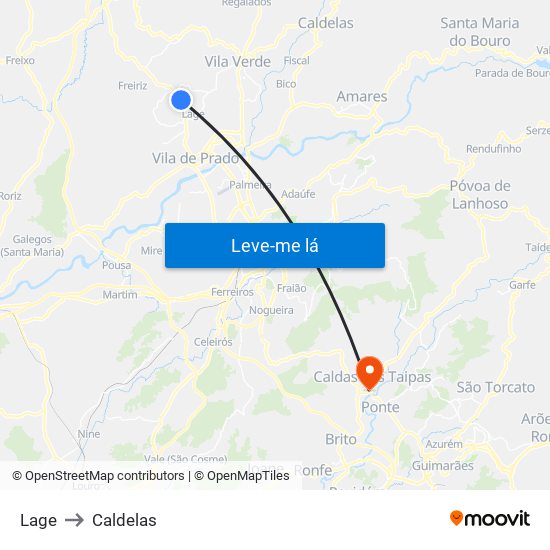 Lage to Caldelas map