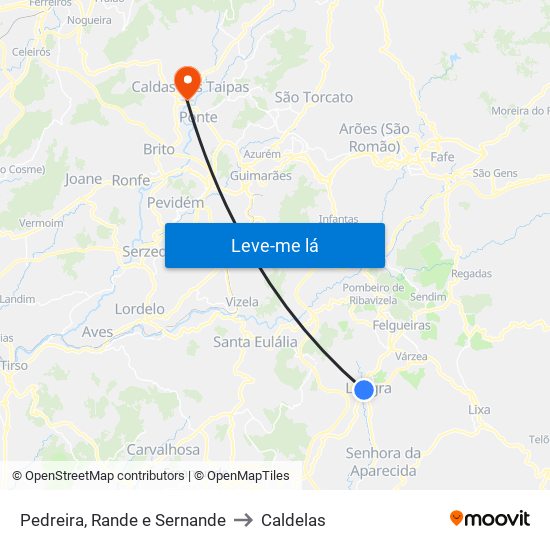 Pedreira, Rande e Sernande to Caldelas map