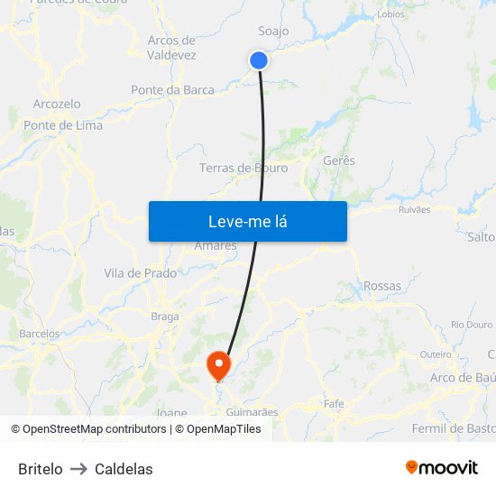 Britelo to Caldelas map