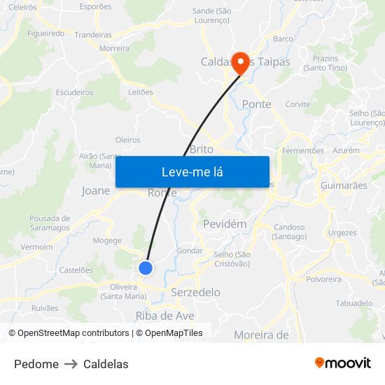 Pedome to Caldelas map