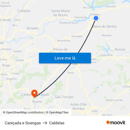 Caniçada e Soengas to Caldelas map