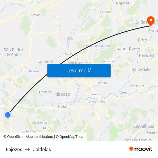 Fajozes to Caldelas map