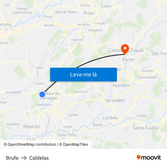 Brufe to Caldelas map
