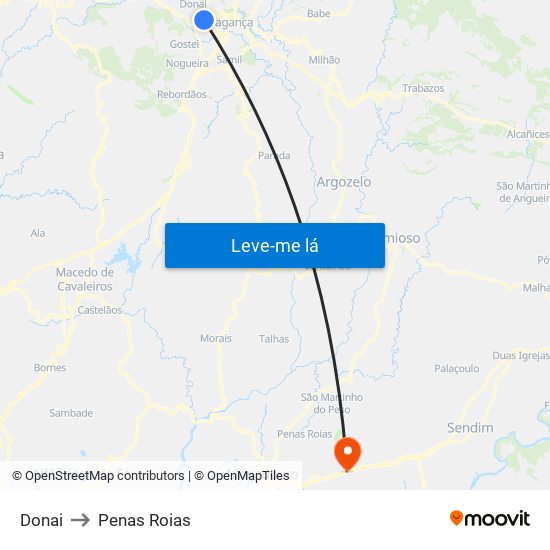 Donai to Penas Roias map