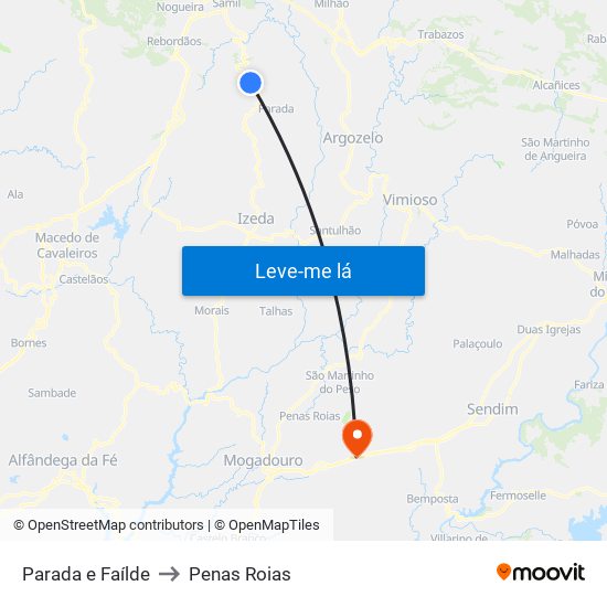 Parada e Faílde to Penas Roias map