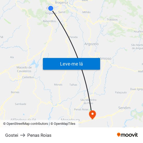 Gostei to Penas Roias map