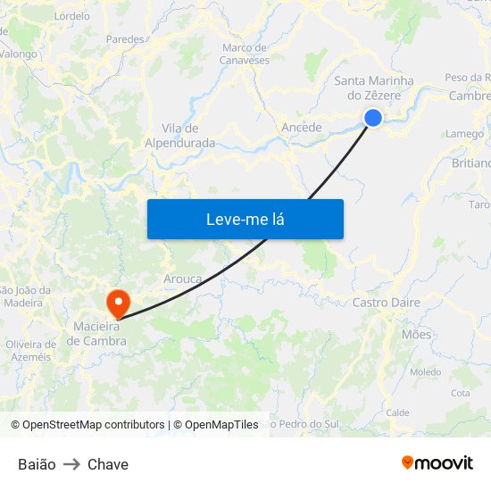 Baião to Chave map