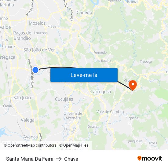 Santa Maria Da Feira to Chave map