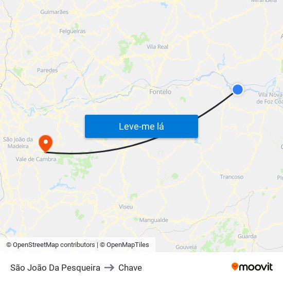 São João Da Pesqueira to Chave map