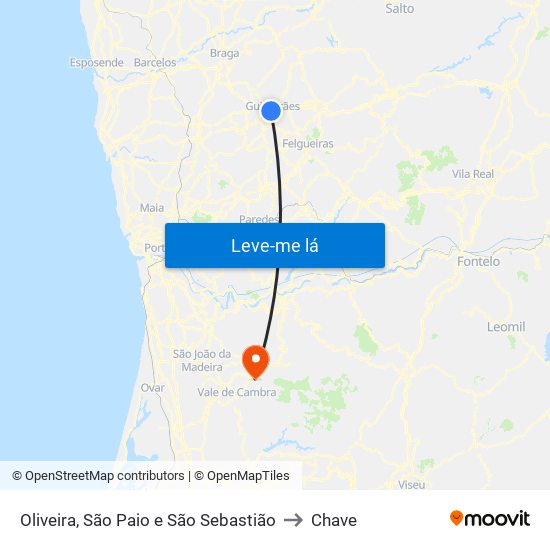 Oliveira, São Paio e São Sebastião to Chave map