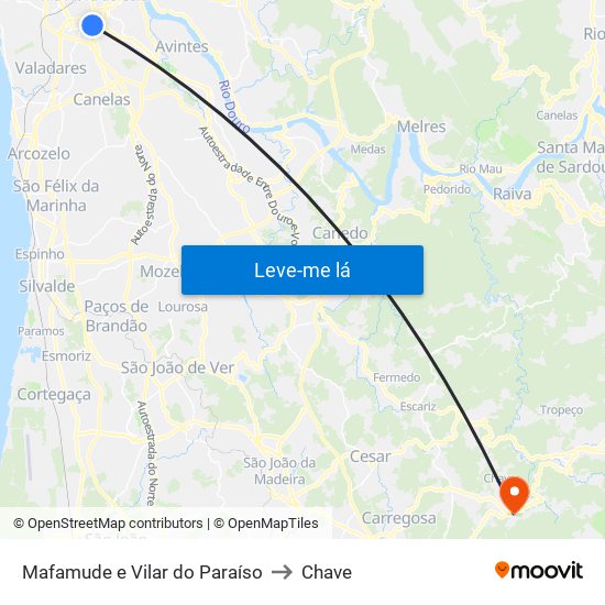 Mafamude e Vilar do Paraíso to Chave map