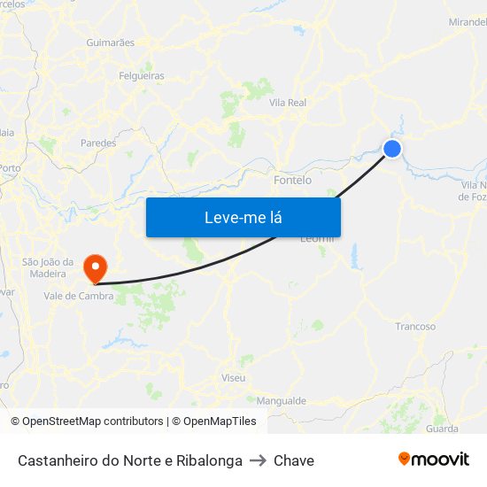 Castanheiro do Norte e Ribalonga to Chave map