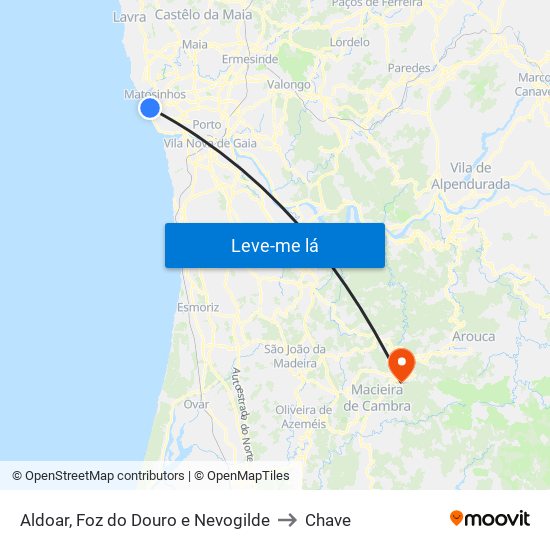 Aldoar, Foz do Douro e Nevogilde to Chave map