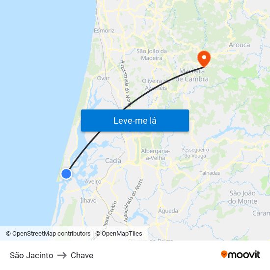 São Jacinto to Chave map