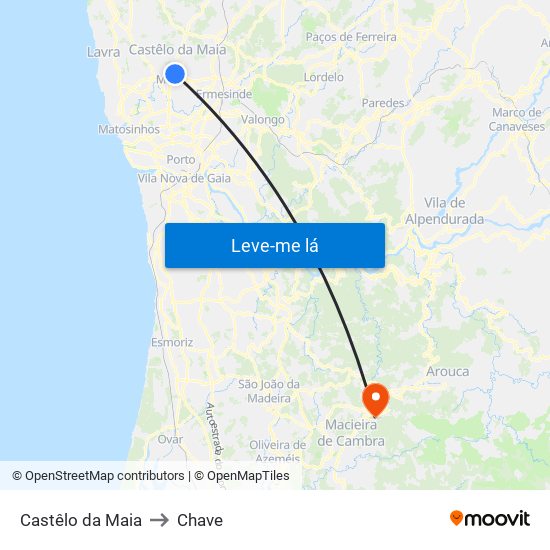 Castêlo da Maia to Chave map