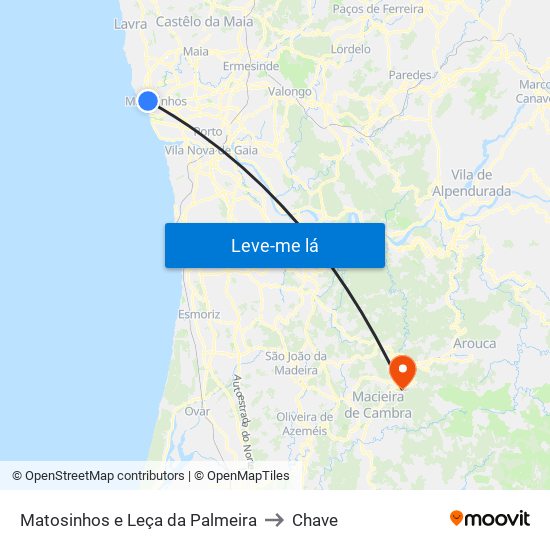 Matosinhos e Leça da Palmeira to Chave map