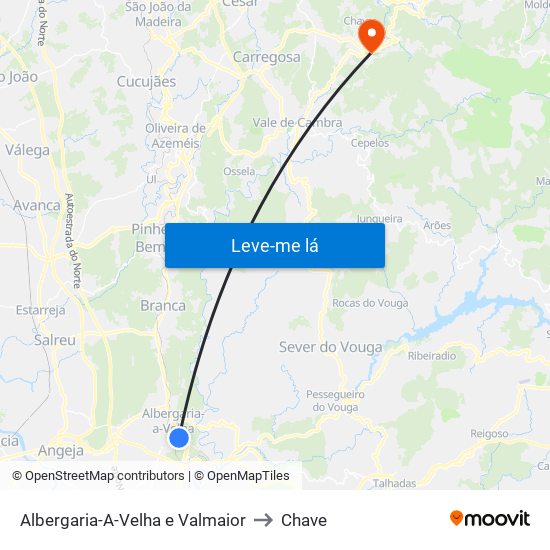 Albergaria-A-Velha e Valmaior to Chave map