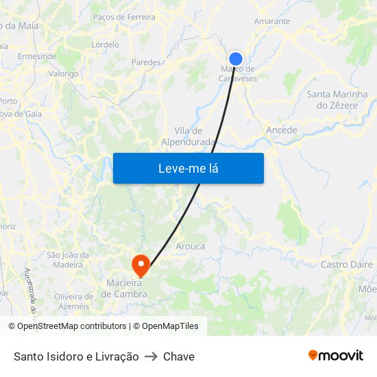 Santo Isidoro e Livração to Chave map