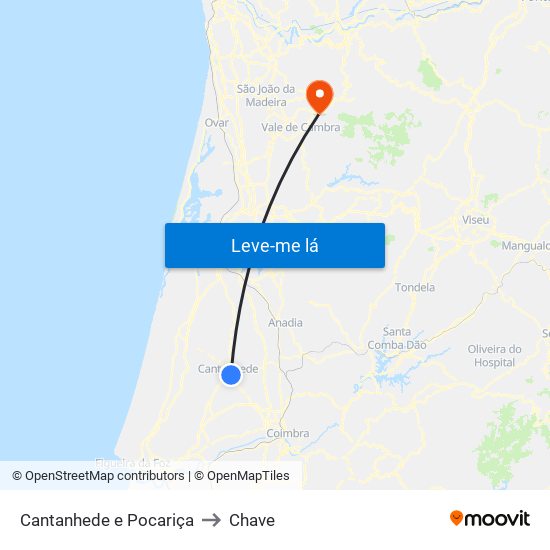 Cantanhede e Pocariça to Chave map