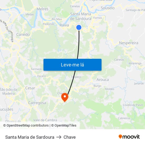 Santa Maria de Sardoura to Chave map