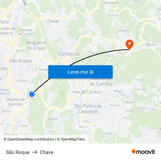 São Roque to Chave map