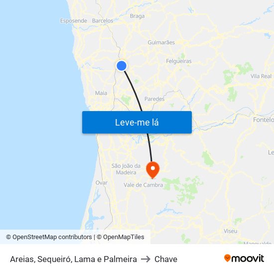 Areias, Sequeiró, Lama e Palmeira to Chave map