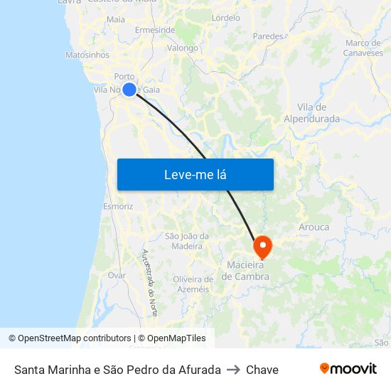 Santa Marinha e São Pedro da Afurada to Chave map