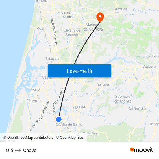 Oiã to Chave map