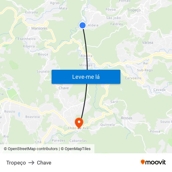 Tropeço to Chave map