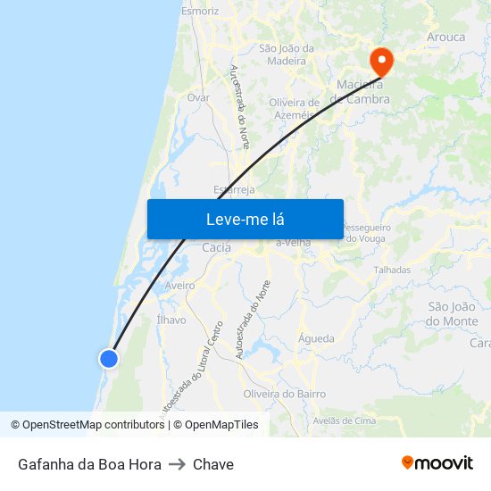 Gafanha da Boa Hora to Chave map